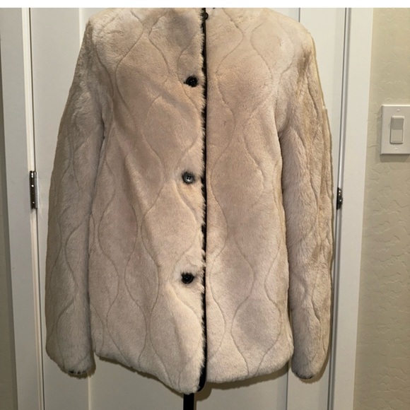 All Saints Duthie Leather/ Shearling Lined Reversible Coat S - Picture 2 of 6